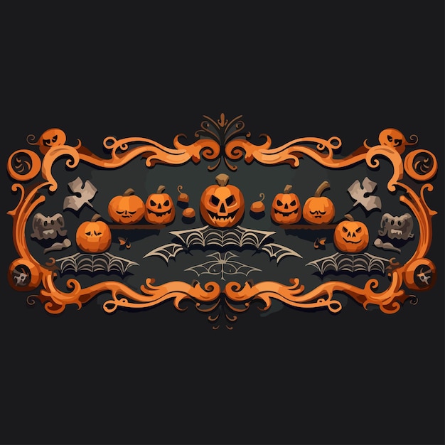 Vector ornamental borders and frames with halloween motifs