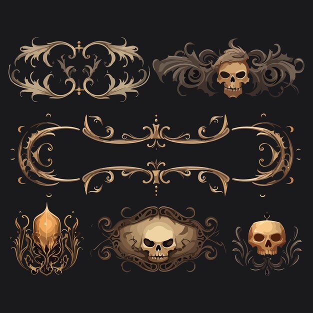 Vector ornamental borders and frames with halloween motifs