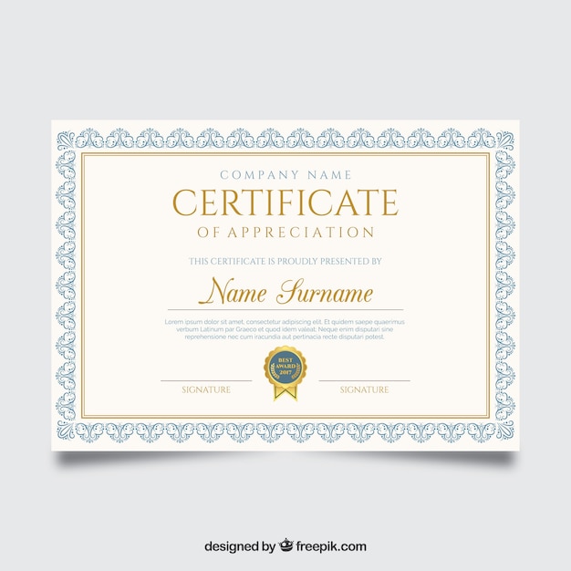 Vettore bordo certificato ornamentale