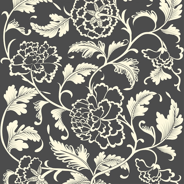 Ornamental colored antique floral pattern. 