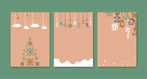 Ornamental decoration christmas card background template icon set modern