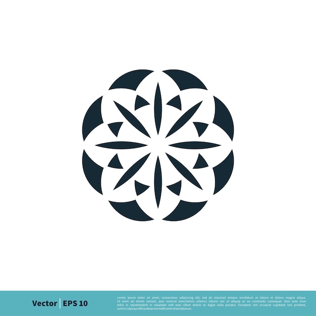 Декоративное украшение Цветочная икона Векторный логотип Шаблон иллюстрации Дизайн Вектор EPS 10