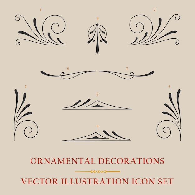 Vector ornamental decorations old retro vintage illustration poster template design vector elements
