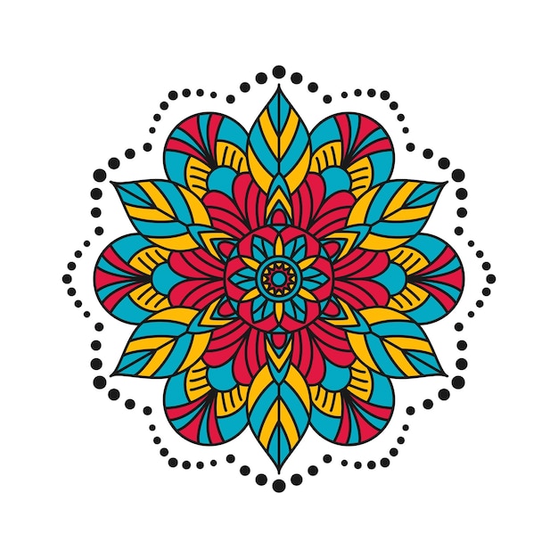 Design decorativo ornamentale mandala colorato. elemento decorativo rotondo