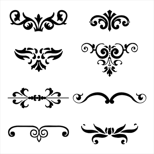 Vector ornamental design lace borders and corners vector set art deco floral ornaments elements