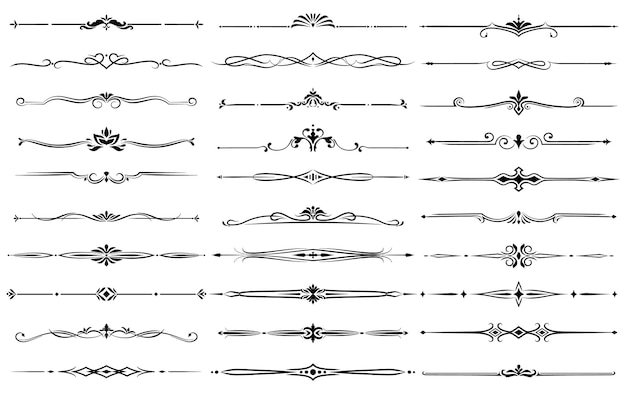 Набор декоративных разделителей и цветочные границы.