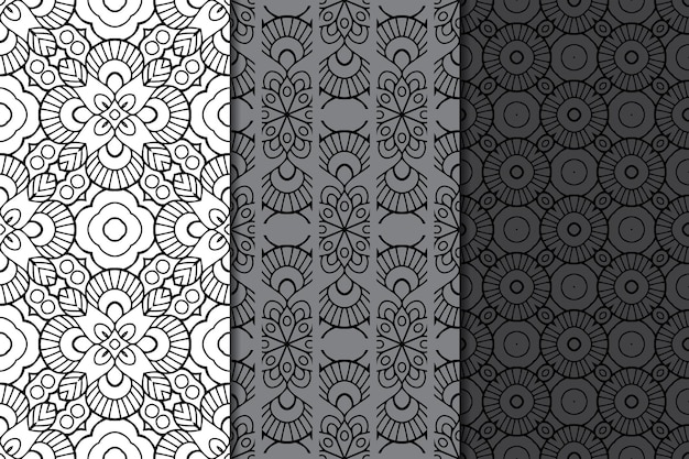 Ornamental elegant seamless pattern set.