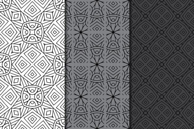 Ornamental elegant seamless pattern set.