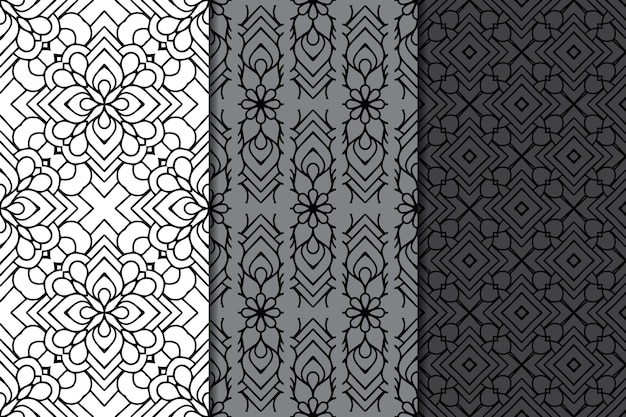 Ornamental elegant seamless pattern set.