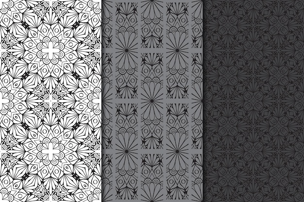 Ornamental elegant seamless pattern set.