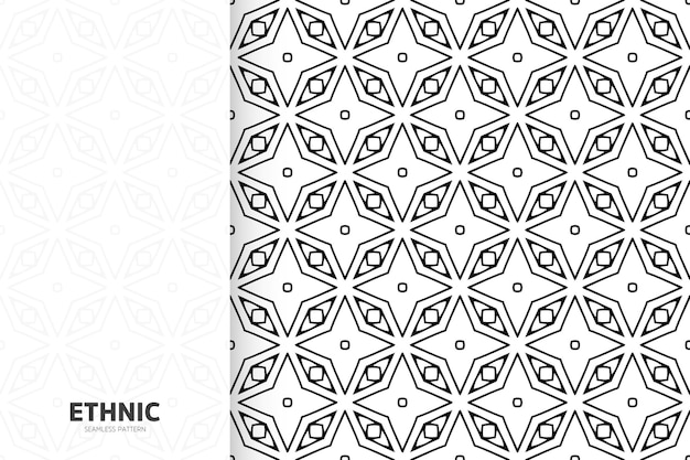 Ornamental ethnic monochrome seamless pattern template