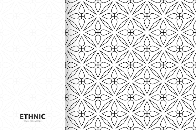 Ornamental ethnic monochrome seamless pattern template