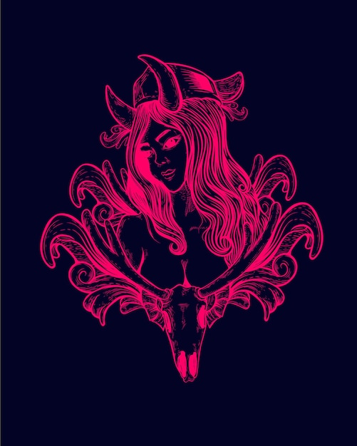 Vector ornamental female devil