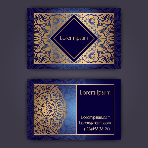 Ornamental floral business cards. Vintage decorative elements