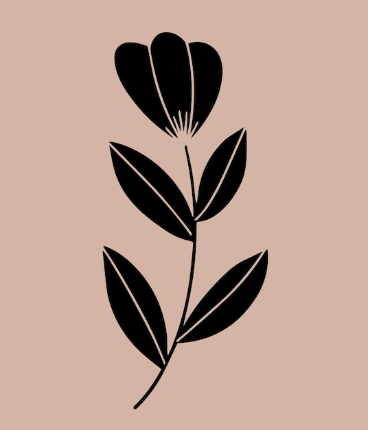 Ornamental flower and leaves motif in scandinavian style