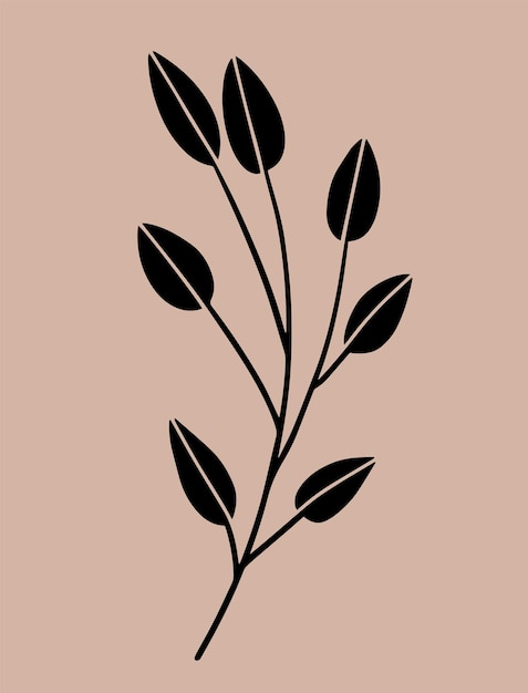 Ornamental flower and leaves motif in scandinavian style