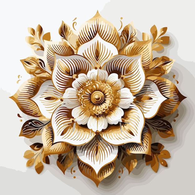 an ornamental flowers in gold and white background