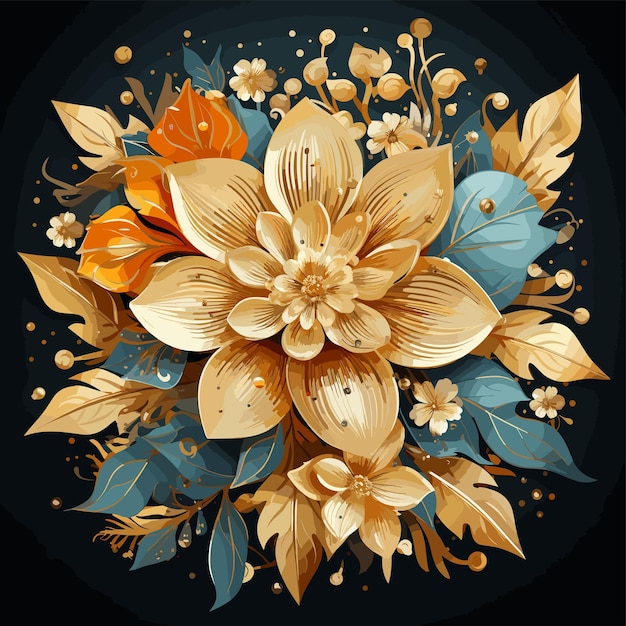 an ornamental flowers in gold and white background