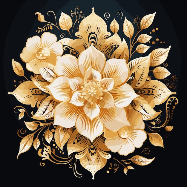 an ornamental flowers in gold and white background