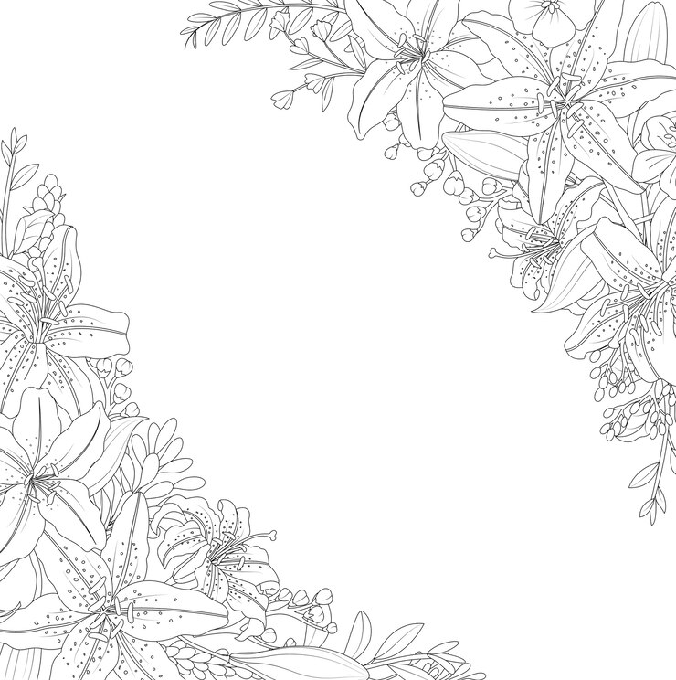白い背景に装飾的な花