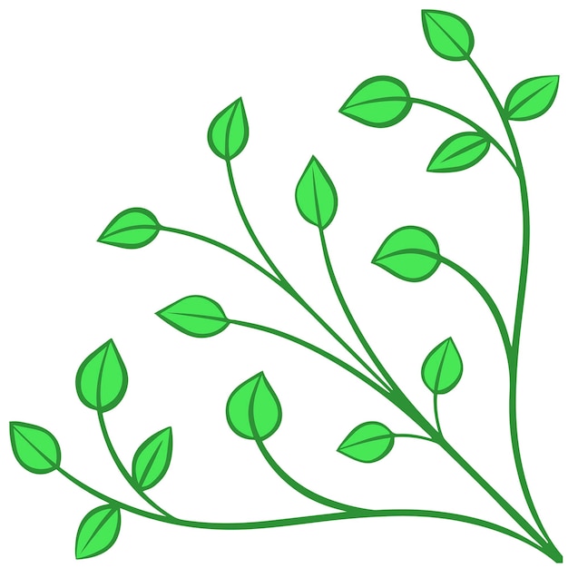 Vector ornamental frame of branch with green foliage