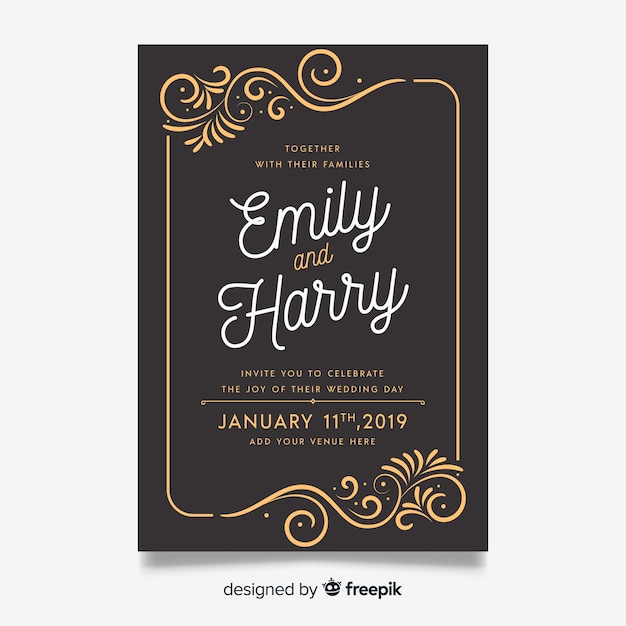 Ornamental frame wedding invitation