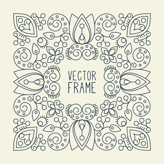 Vector ornamental frame with floral elements