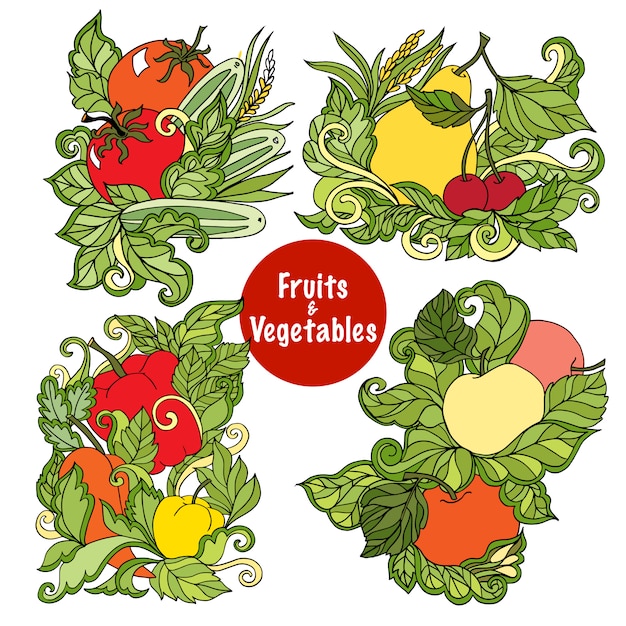 観賞用の果物と野菜の組成セット