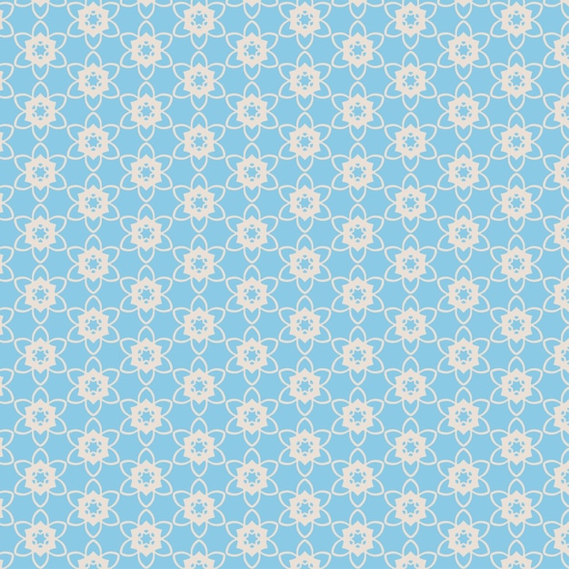 Ornamental geometric seamless pattern vector blue and beige abstract background