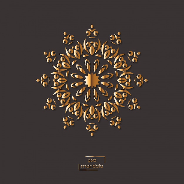 Ornamental gold flower oriental mandala