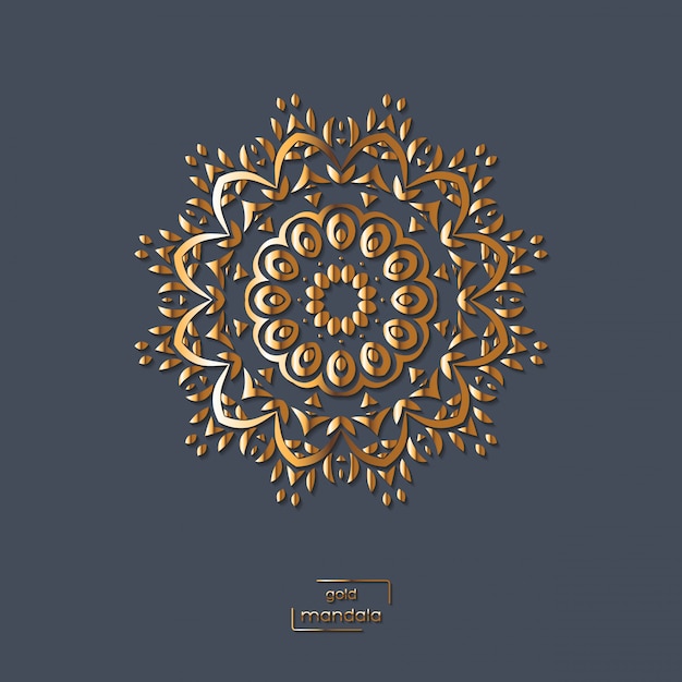 Mandala orientale ornamentale fiore d'oro.