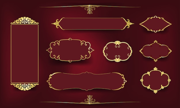 Vector ornamental golden frame set