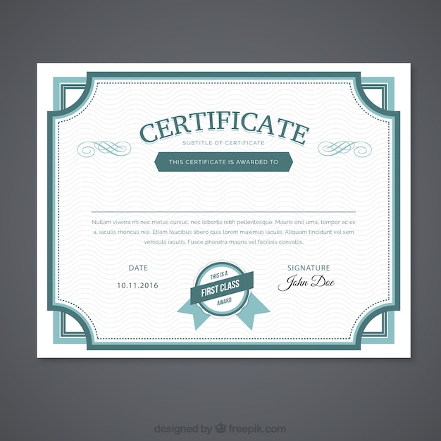 Ornamental green certificate