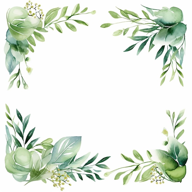 Vector ornamental invitation postcard herb print watercolor wedding greenery romantic poster round