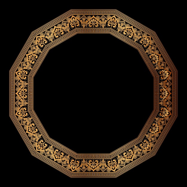Ornamental Luxury Golden Pattern Circle Islamic Wedding Frame Mandala Invitation