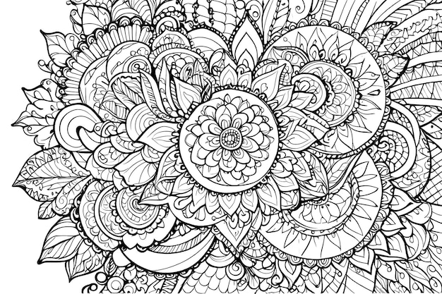 Vector ornamental mandala adult coloring book page entangle style coloring page arabic indian ornament