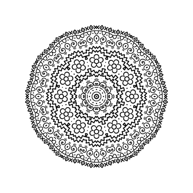 Vettore disegno ornamentale della decorazione in bianco e nero della mandala