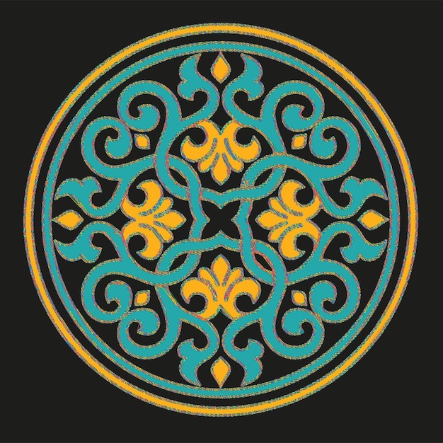 Ornamental mandala on dark background and vector Design