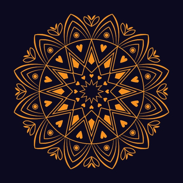 ornamental mandala design background in gold color