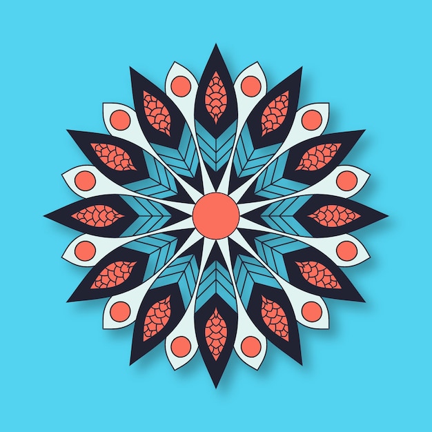 Ornamental mandala on sky blue background premium vector