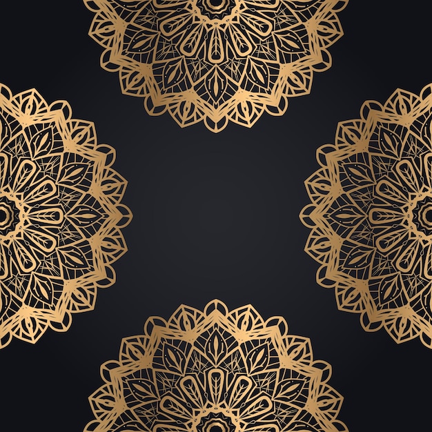 Ornamental mandala with golden color arabesque floral islamic east style