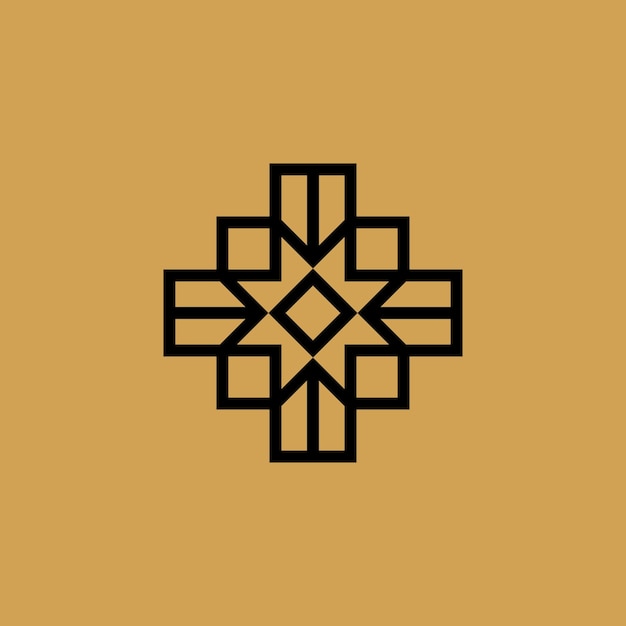 ornamental modern plus cross symbol lines logo