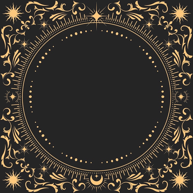 Vector ornamental mystic round frame with fancy pattern tarot magic and astrology border decor vector