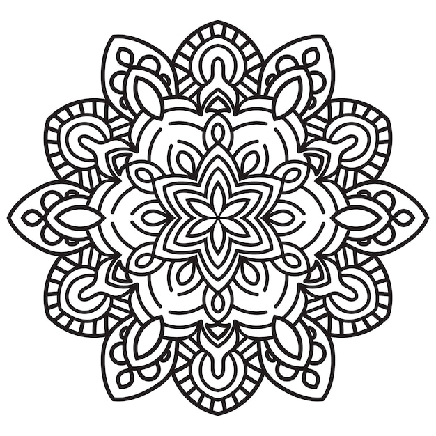 Ornamental round doodle flower isolated on white background. black outline mandala. geometric circle