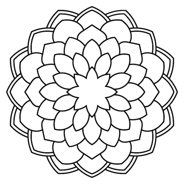 Ornamental round doodle flower isolated on white background. Black outline mandala. Geometric circle