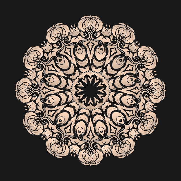 ornamental round lace with damask and arabesque elements.