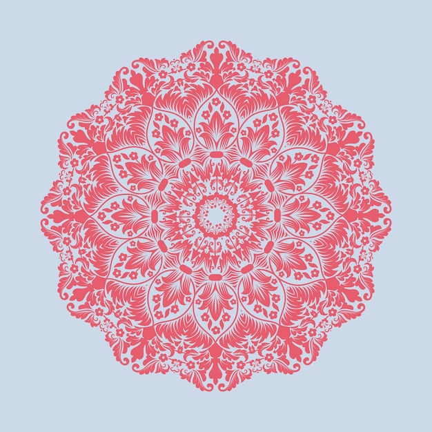 Ornamental round lace with damask and arabesque elements.