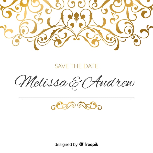 Ornamental save the date wedding invitation