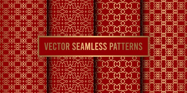 Ornamental seamless pattern red gold background