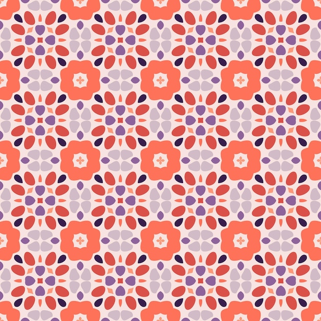 Ornamental seamless vector pattern Folk art style kaleidoscopic background in repeat